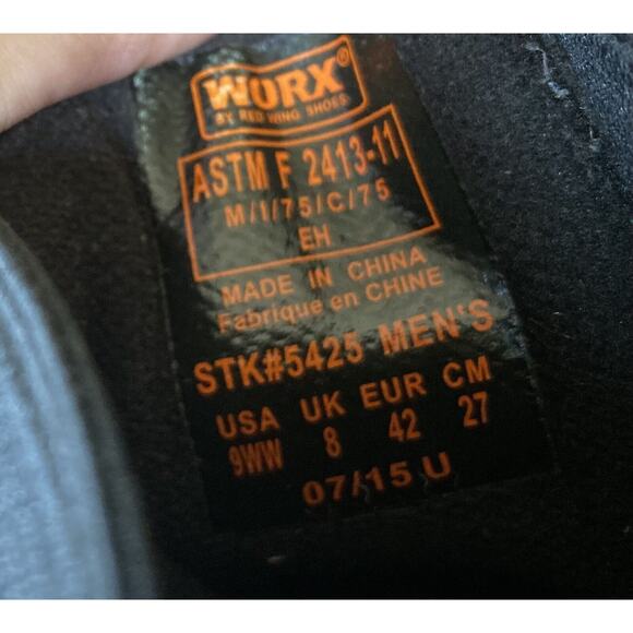 WORX RED WING Mens Work Boots 9 WW Brown Slip Resistant SAFETY TOE LEATHER 5425 - Picture 5 of 7